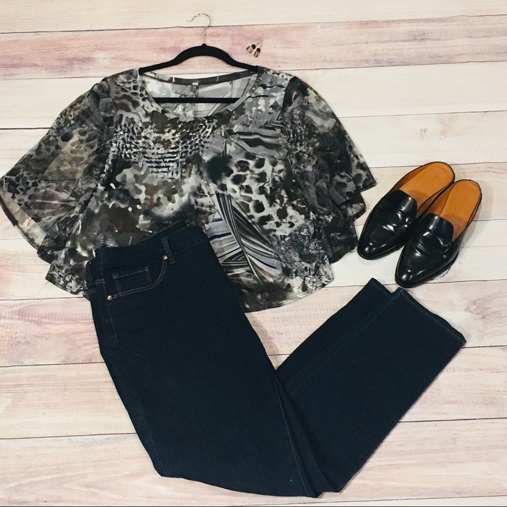 Multiprint poncho style top